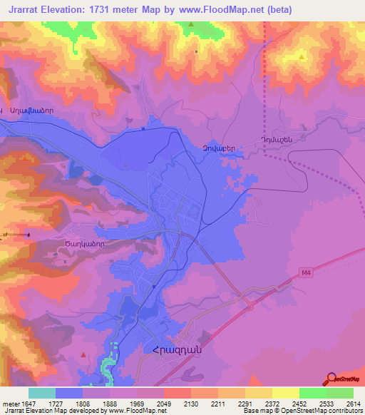 Jrarrat,Armenia Elevation Map