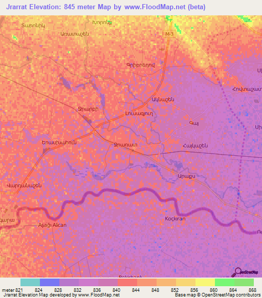 Jrarrat,Armenia Elevation Map
