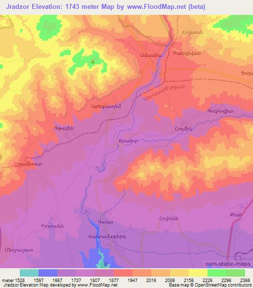 Jradzor,Armenia Elevation Map