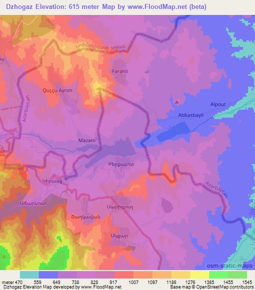 Dzhogaz,Armenia Elevation Map