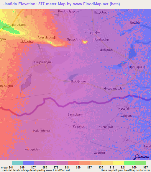Janfida,Armenia Elevation Map