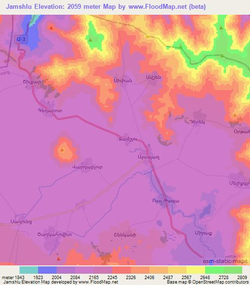 Jamshlu,Armenia Elevation Map