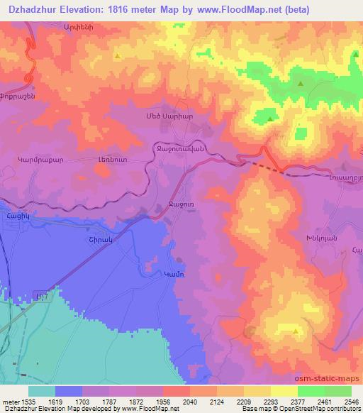 Dzhadzhur,Armenia Elevation Map