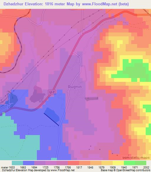 Dzhadzhur,Armenia Elevation Map