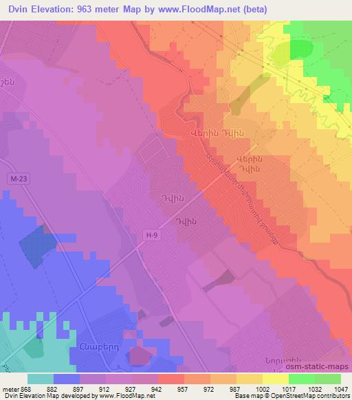 Dvin,Armenia Elevation Map