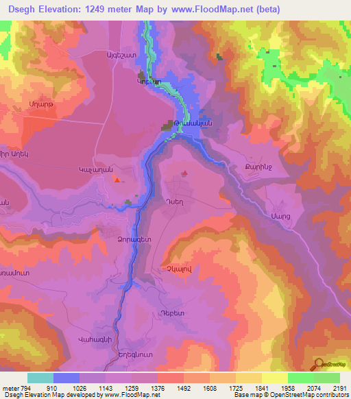 Dsegh,Armenia Elevation Map