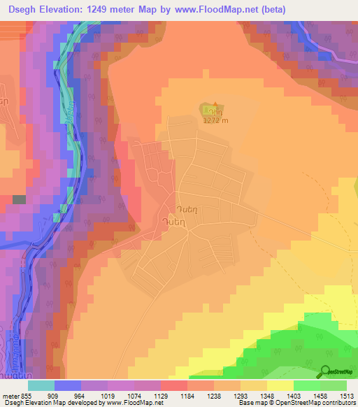 Dsegh,Armenia Elevation Map