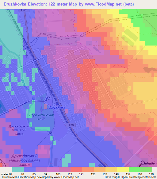 Druzhkovka,Ukraine Elevation Map