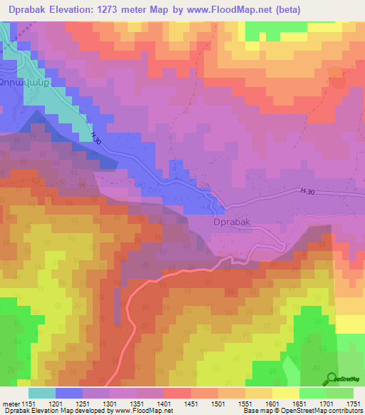 Dprabak,Armenia Elevation Map