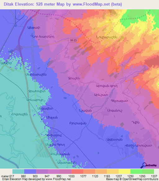 Ditak,Armenia Elevation Map