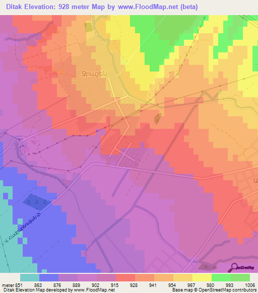 Ditak,Armenia Elevation Map