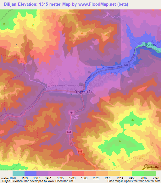 Dilijan,Armenia Elevation Map