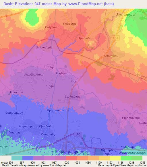 Dasht,Armenia Elevation Map