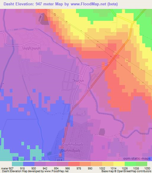 Dasht,Armenia Elevation Map