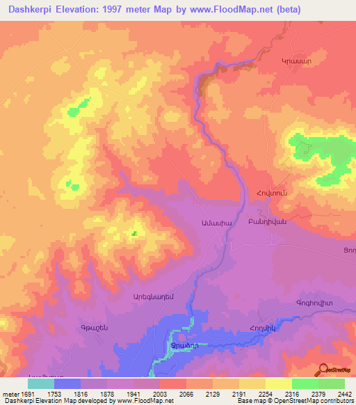 Dashkerpi,Armenia Elevation Map