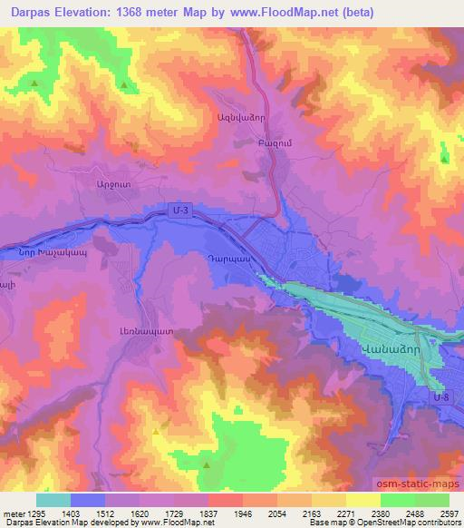 Darpas,Armenia Elevation Map