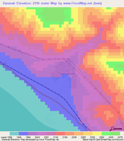 Daranak,Armenia Elevation Map