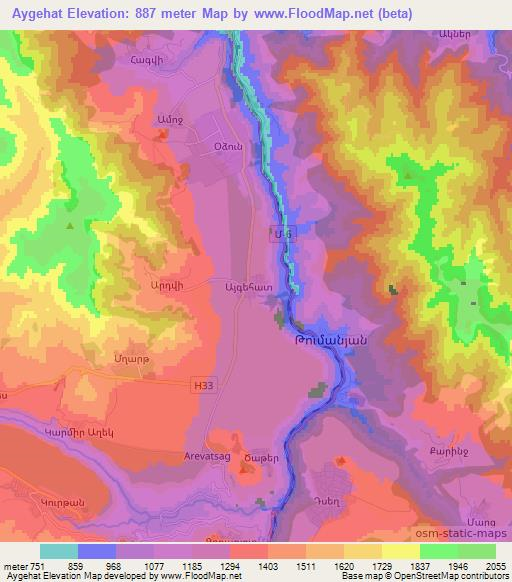 Aygehat,Armenia Elevation Map