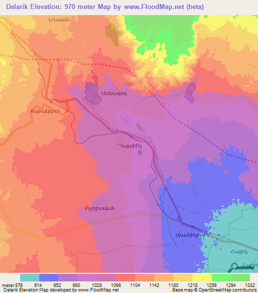 Dalarik,Armenia Elevation Map