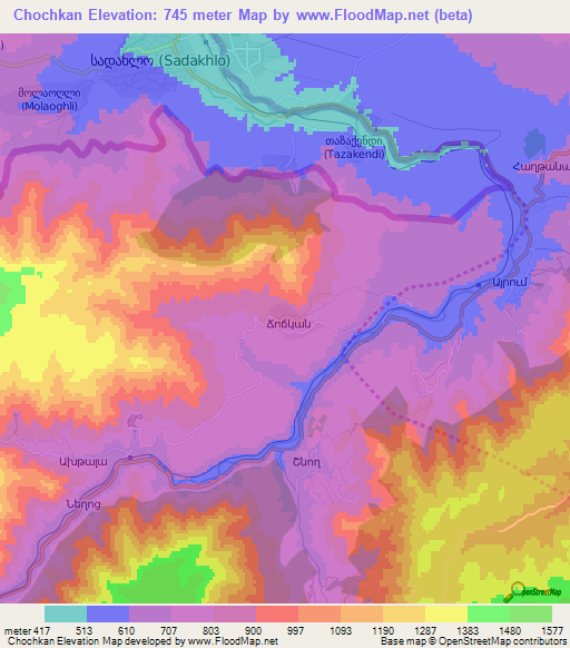 Chochkan,Armenia Elevation Map