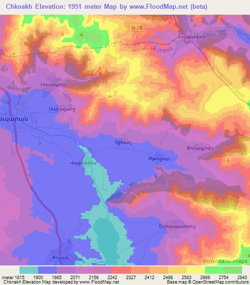 Chknakh,Armenia Elevation Map