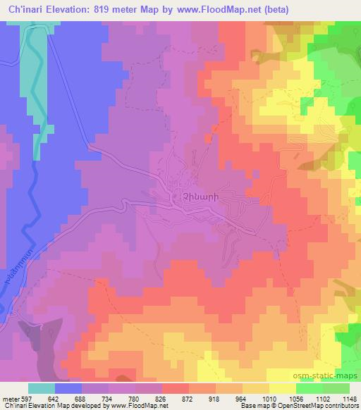 Ch'inari,Armenia Elevation Map