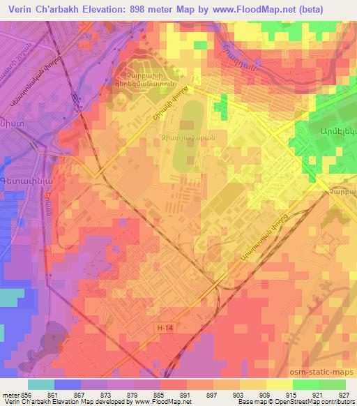 Verin Ch'arbakh,Armenia Elevation Map