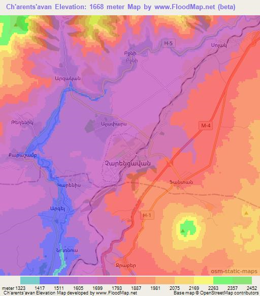Ch'arents'avan,Armenia Elevation Map