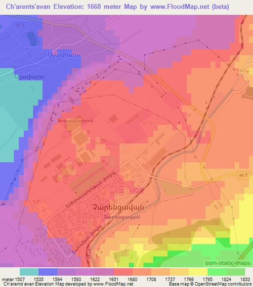 Ch'arents'avan,Armenia Elevation Map