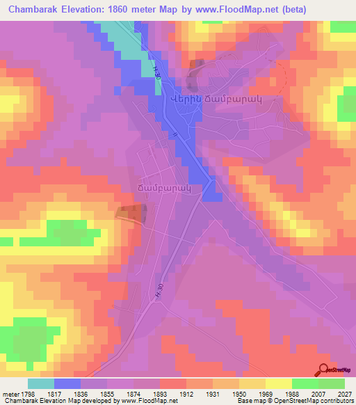 Chambarak,Armenia Elevation Map