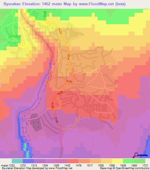 Byurakan,Armenia Elevation Map