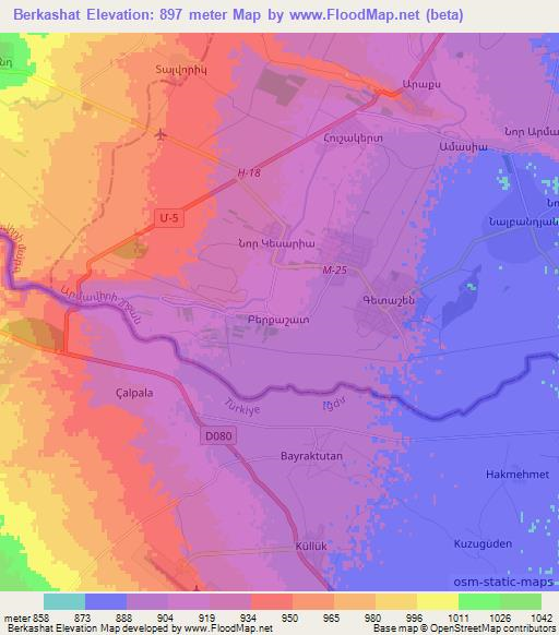 Berkashat,Armenia Elevation Map