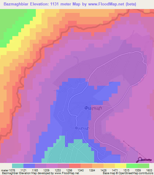 Bazmaghbiar,Armenia Elevation Map