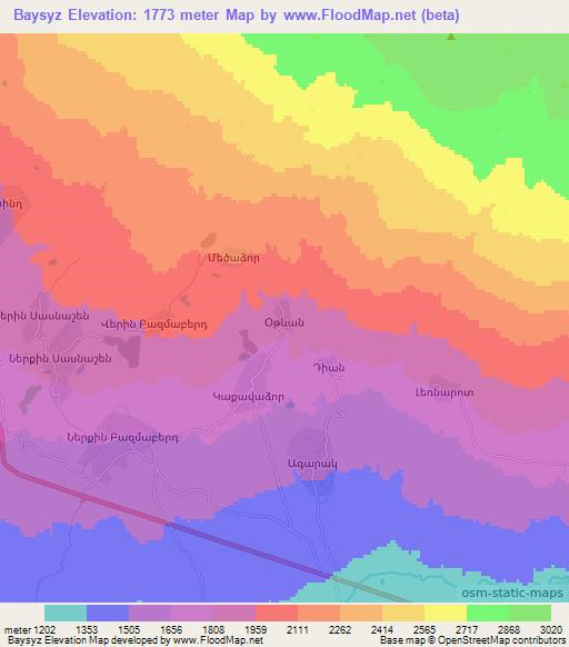 Baysyz,Armenia Elevation Map