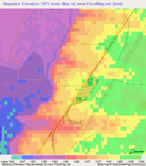 Bayandur,Armenia Elevation Map