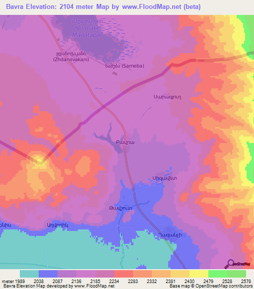 Bavra,Armenia Elevation Map