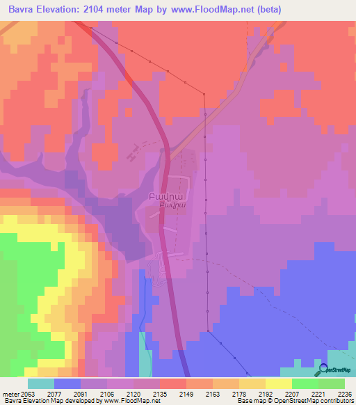 Bavra,Armenia Elevation Map