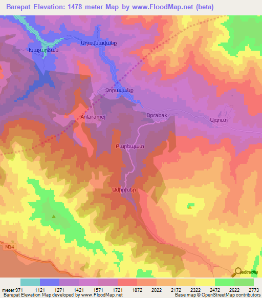 Barepat,Armenia Elevation Map