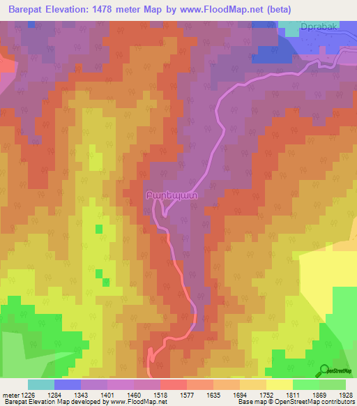 Barepat,Armenia Elevation Map
