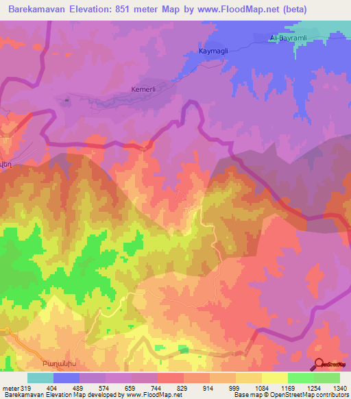 Barekamavan,Armenia Elevation Map