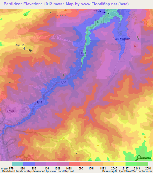 Bardidzor,Armenia Elevation Map