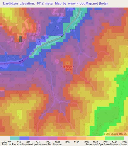 Bardidzor,Armenia Elevation Map