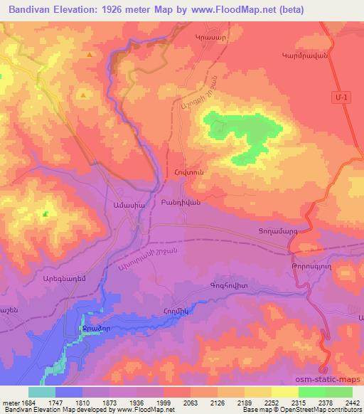 Bandivan,Armenia Elevation Map