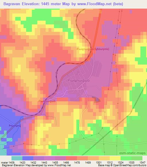 Bagravan,Armenia Elevation Map