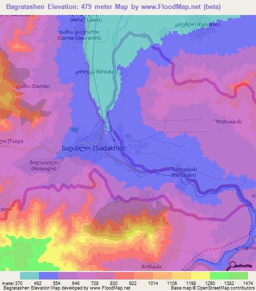 Bagratashen,Armenia Elevation Map