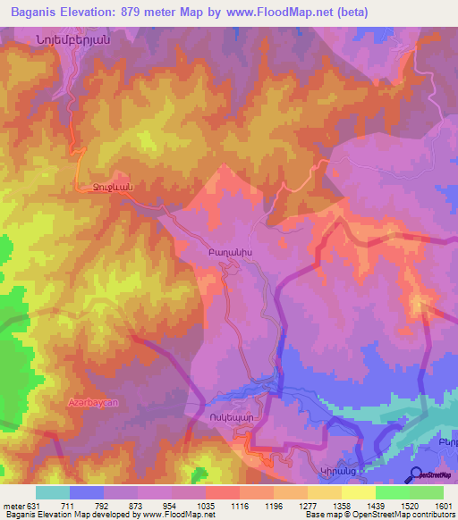 Baganis,Armenia Elevation Map