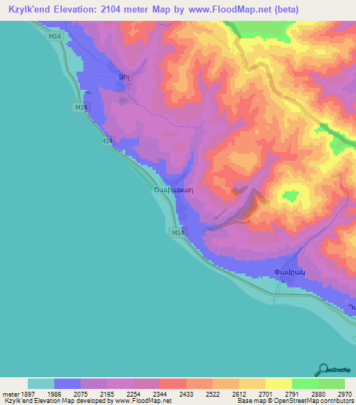 Kzylk'end,Armenia Elevation Map