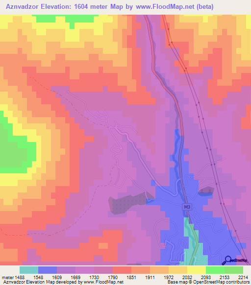 Aznvadzor,Armenia Elevation Map