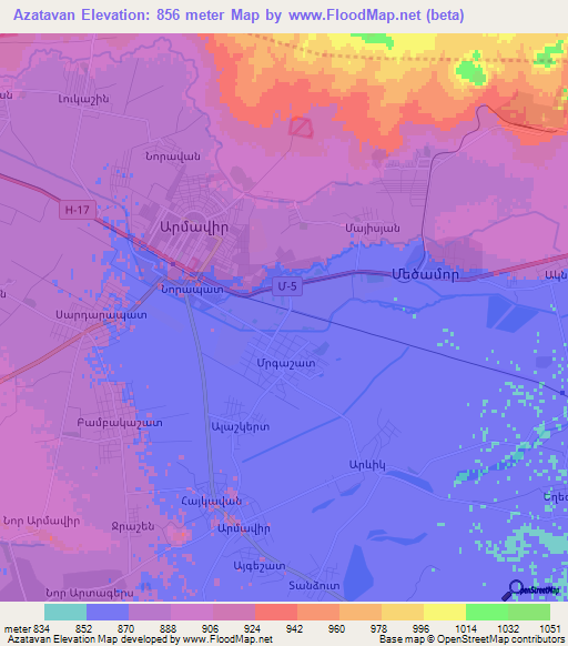 Azatavan,Armenia Elevation Map
