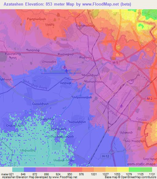 Azatashen,Armenia Elevation Map